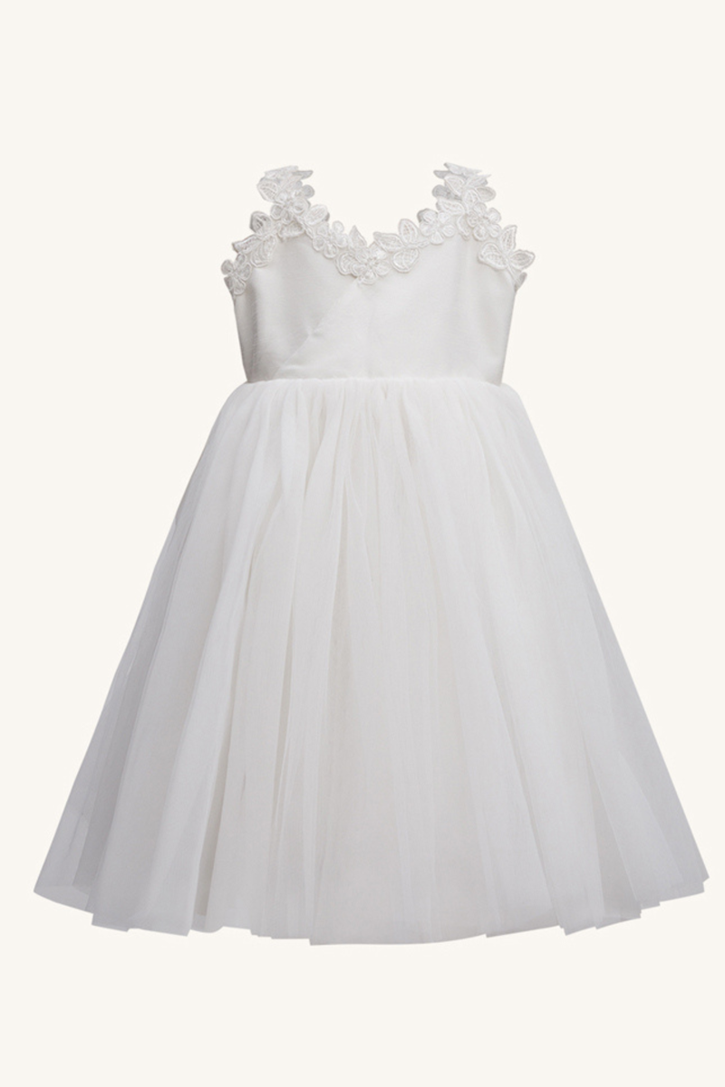 Baby Girl Mia Flower Girl Dress In Orchid White Bardot Junior