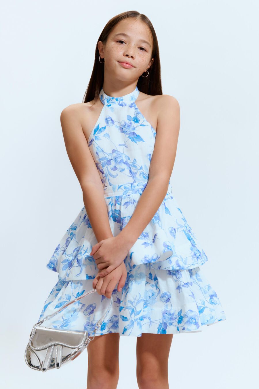 ZOFIA FLORAL MINI DRESS in colour Blue & Navy