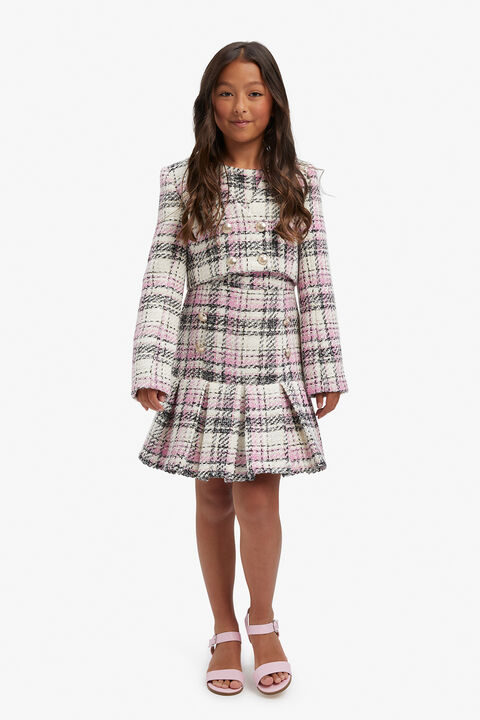GIRLS THEKLA BOUCLE BLAZER in colour HOT PINK