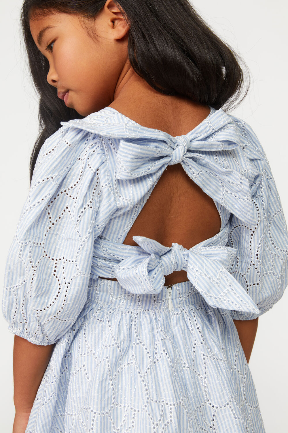GIRLS MINI STRIPE DRESS in colour GRAY DAWN