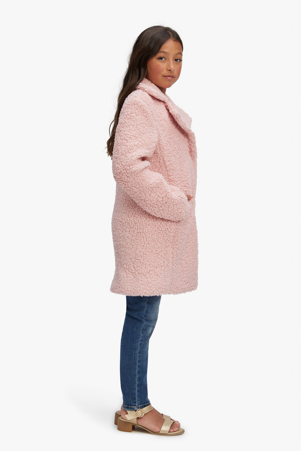 GIRLS LANA TEDDY COAT in colour MELLOW ROSE