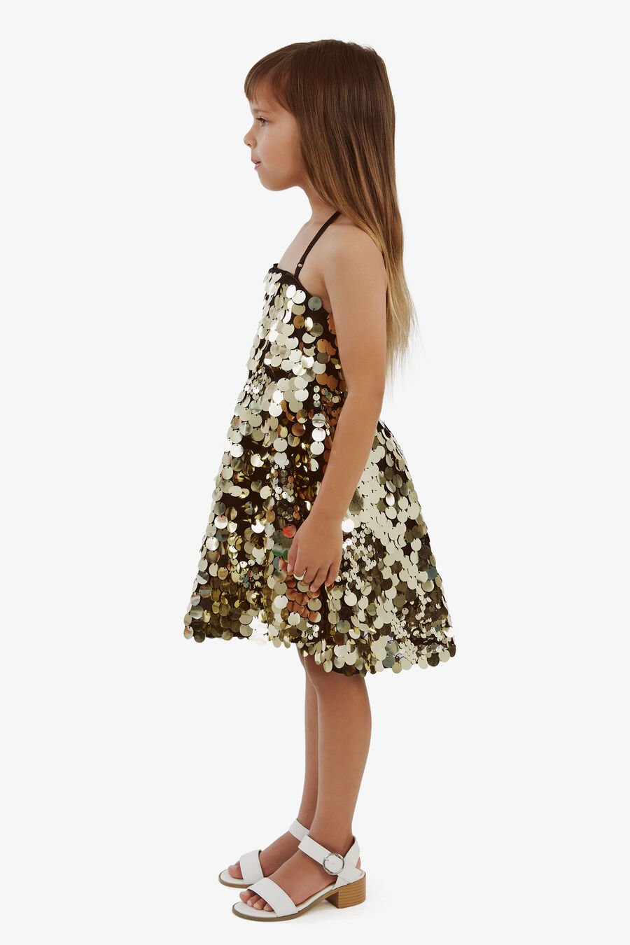 Girls Sequin Halter Dress