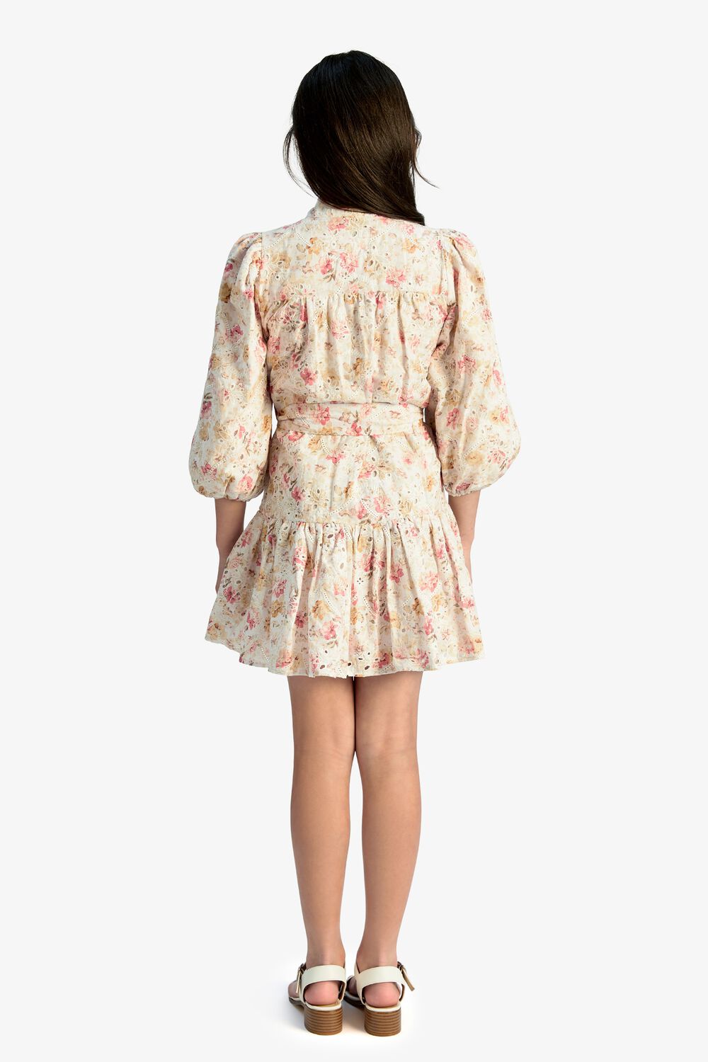 girls asha mini shirt dress in vintage fl in colour ROSE TAN