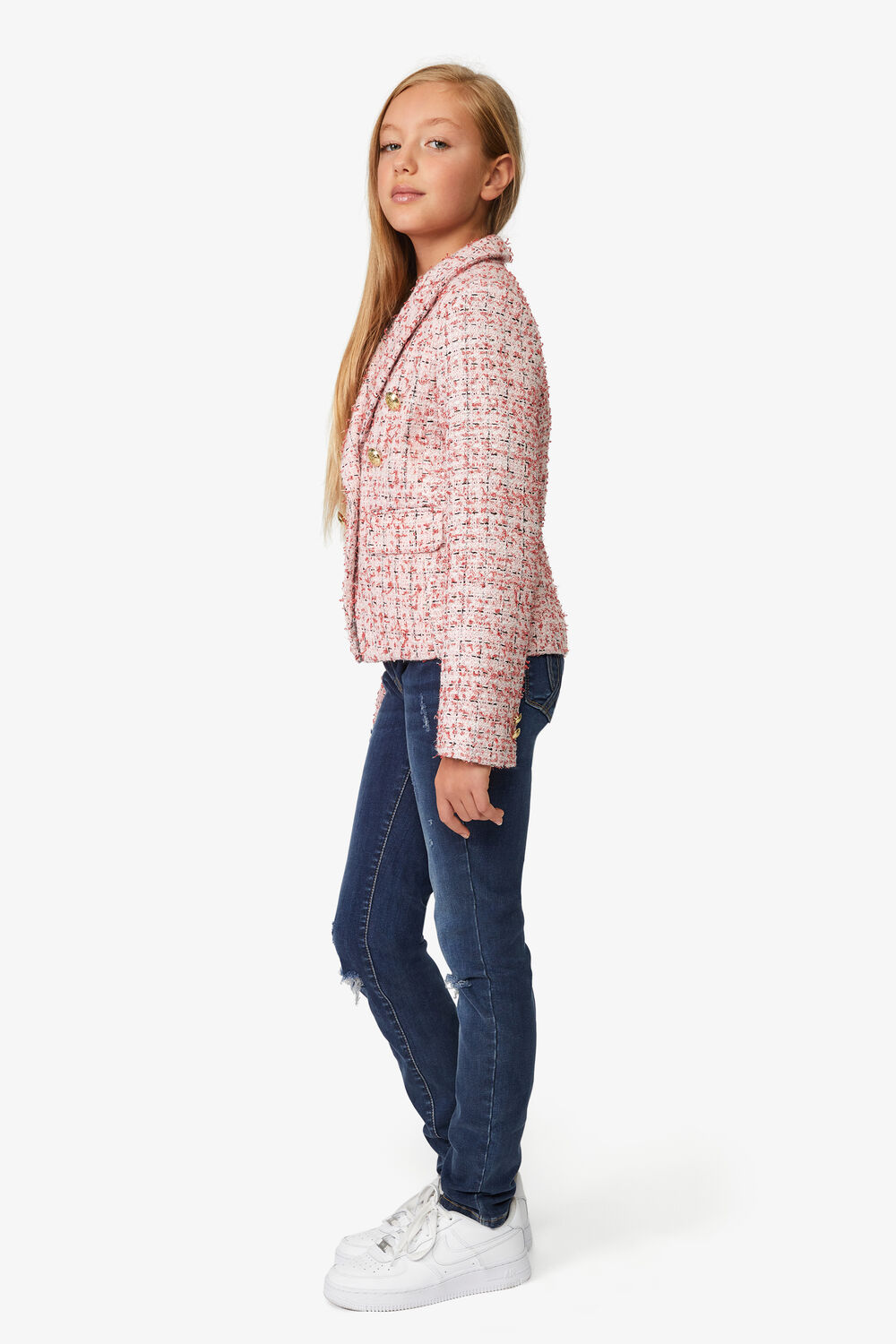 GIRLS ROMA BOUCLE BLAZER in colour MARY'S ROSE
