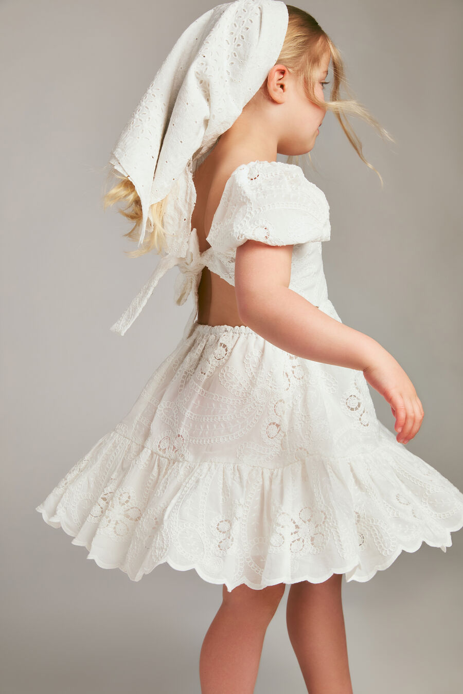 ELLORY EMBROIDERED MINI DRESS in colour White