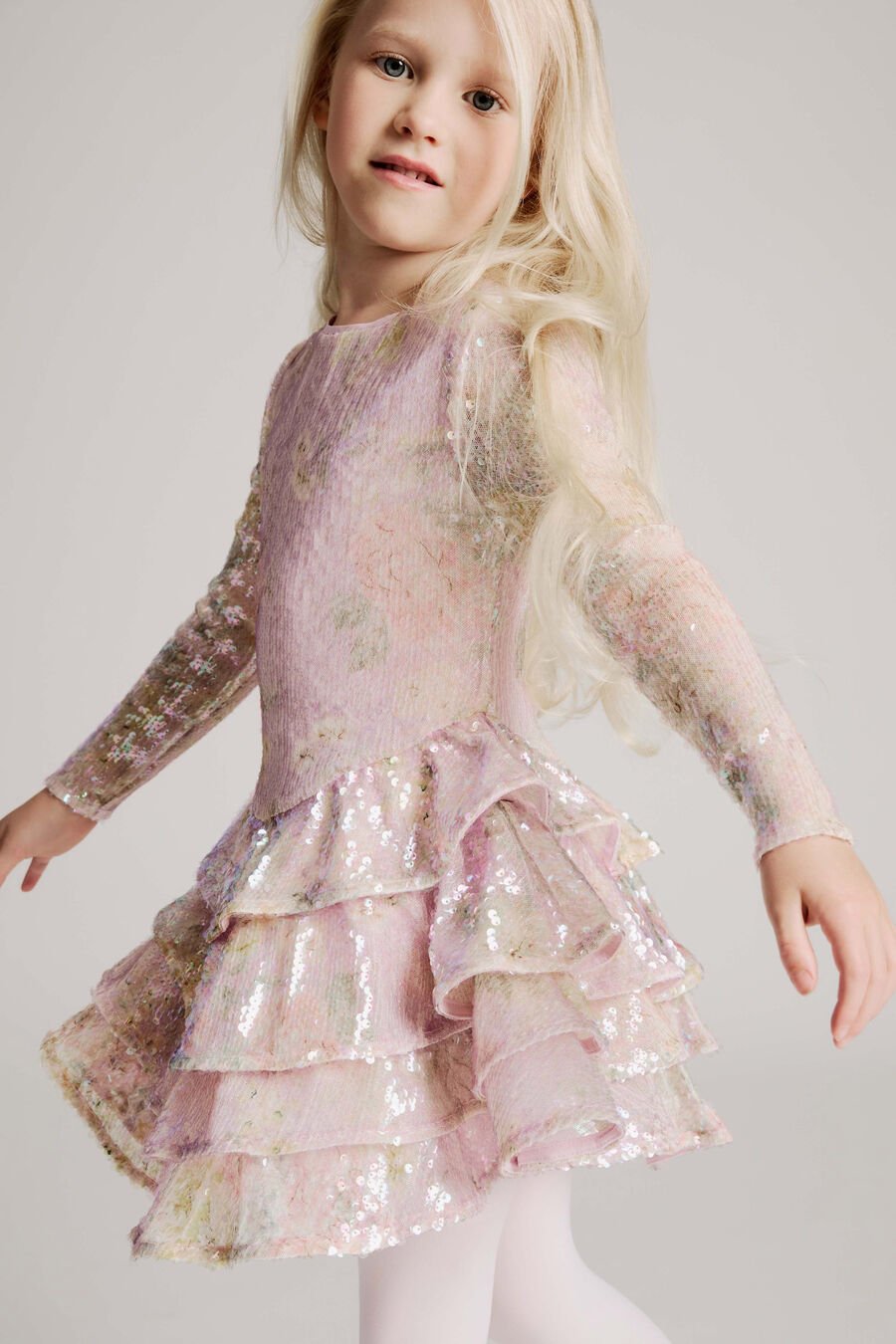 ABBY SEQUIN MINI DRESS in colour Pink Floral