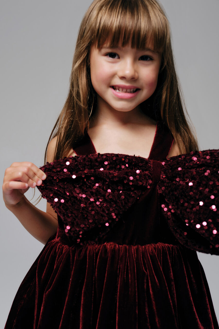 Girls Kirrily Velour Bow Dress