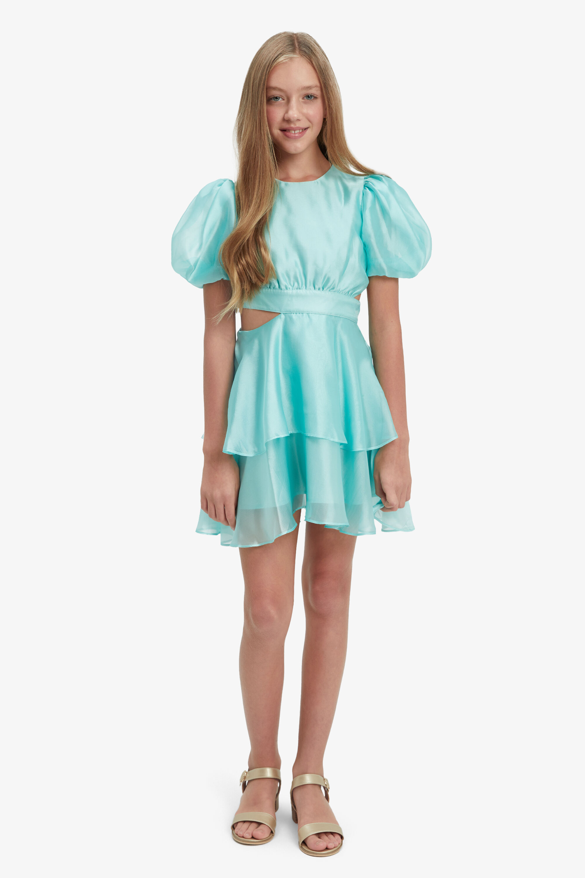 Girls Enya Organza Mini Dress In Minty | Bardot Junior
