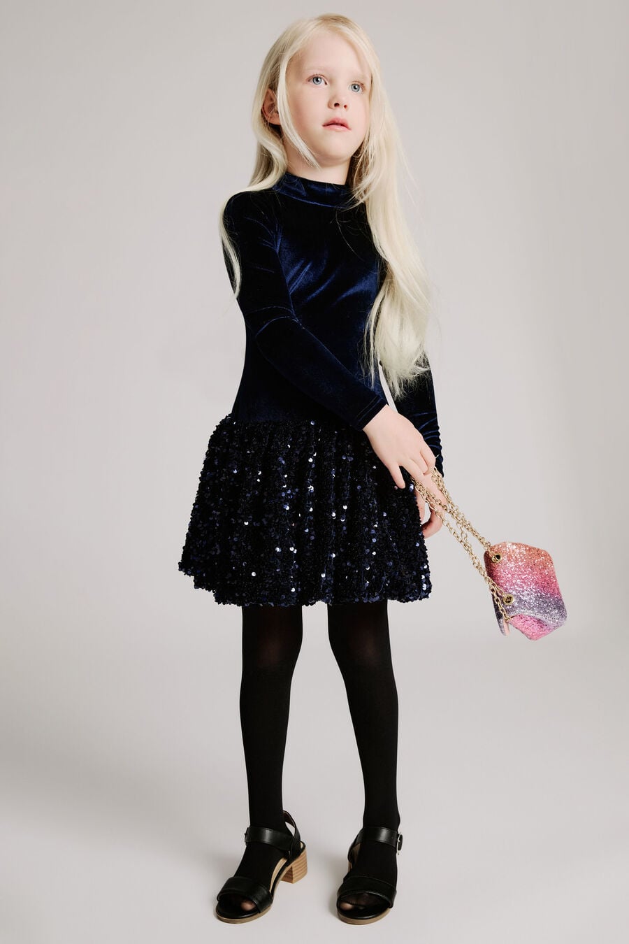 ANDI MINI BUBBLE DRESS in colour Navy
