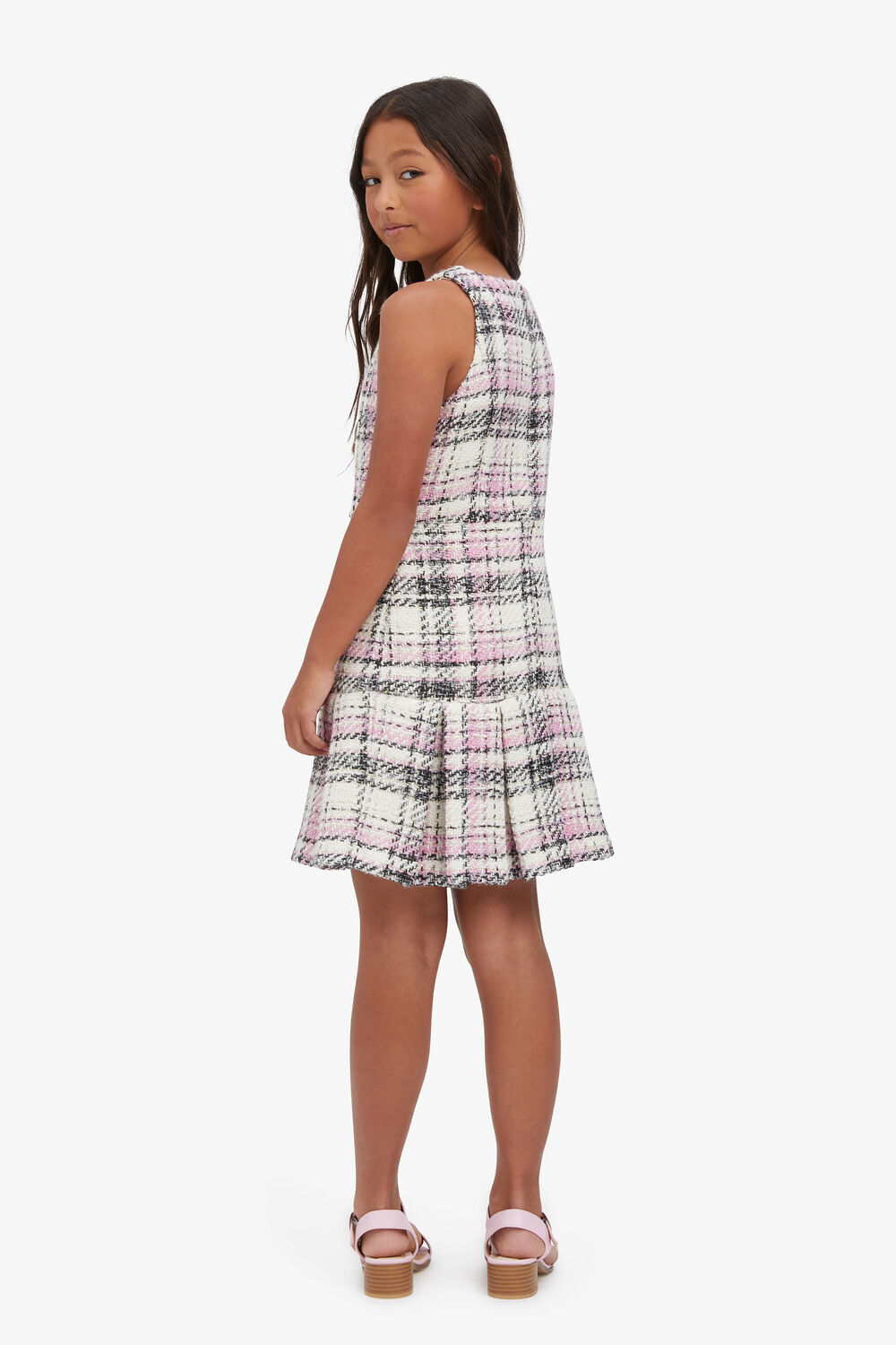 GIRLS THEKLA BOUCLE DRESS in colour HOT PINK