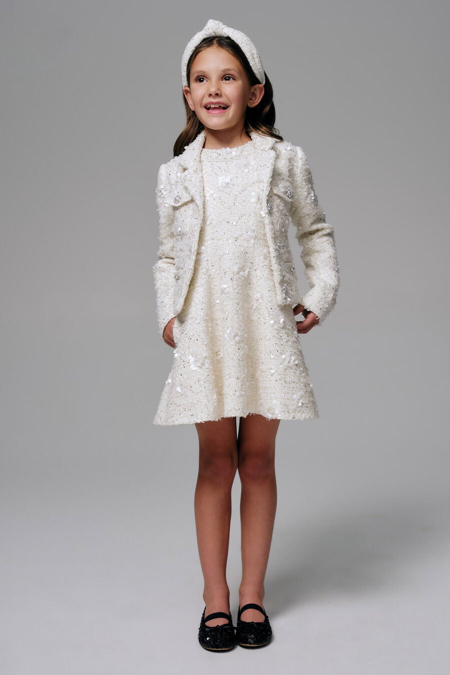 Girls Yve Sequin Boucle Mini Dress