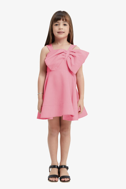 GIRLS STEFANIA MINI BOW DRESS in colour CHALK PINK