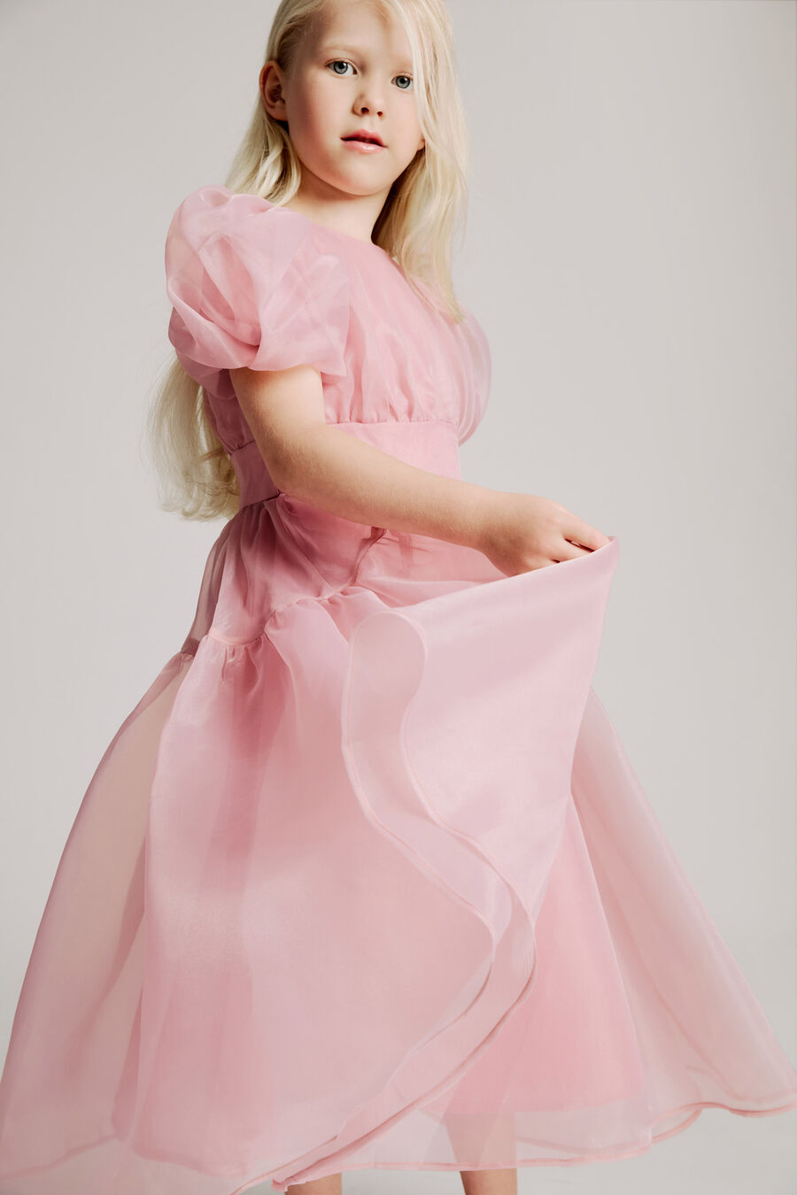 ZOE ORGANZA MIDI DRESS in colour DUSTY PINK
