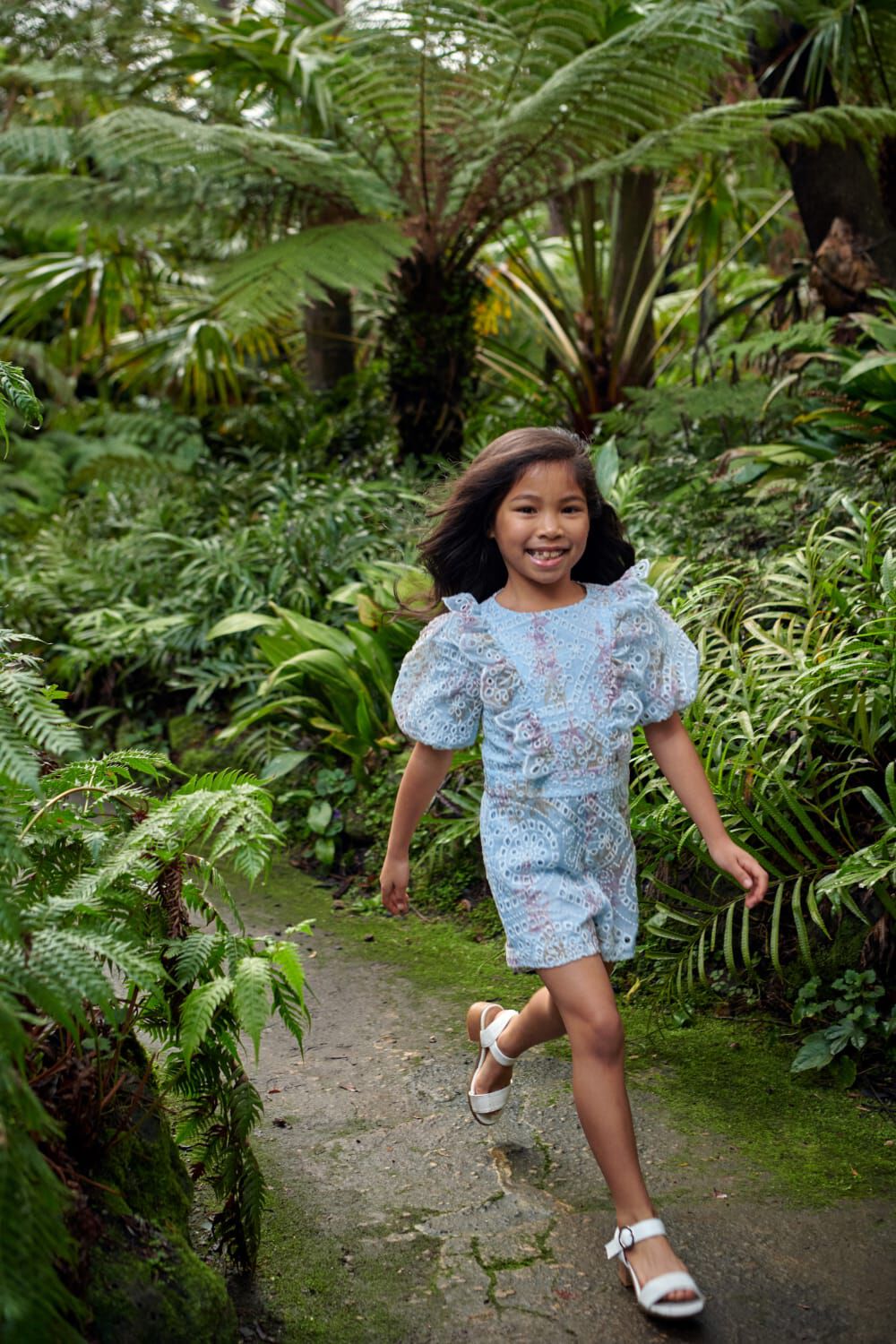 GIRLS IRIS FLORAL PLAYSUIT in colour CAVIAR