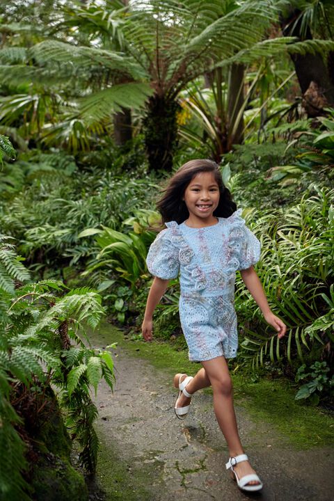 GIRLS IRIS FLORAL PLAYSUIT in colour CAVIAR