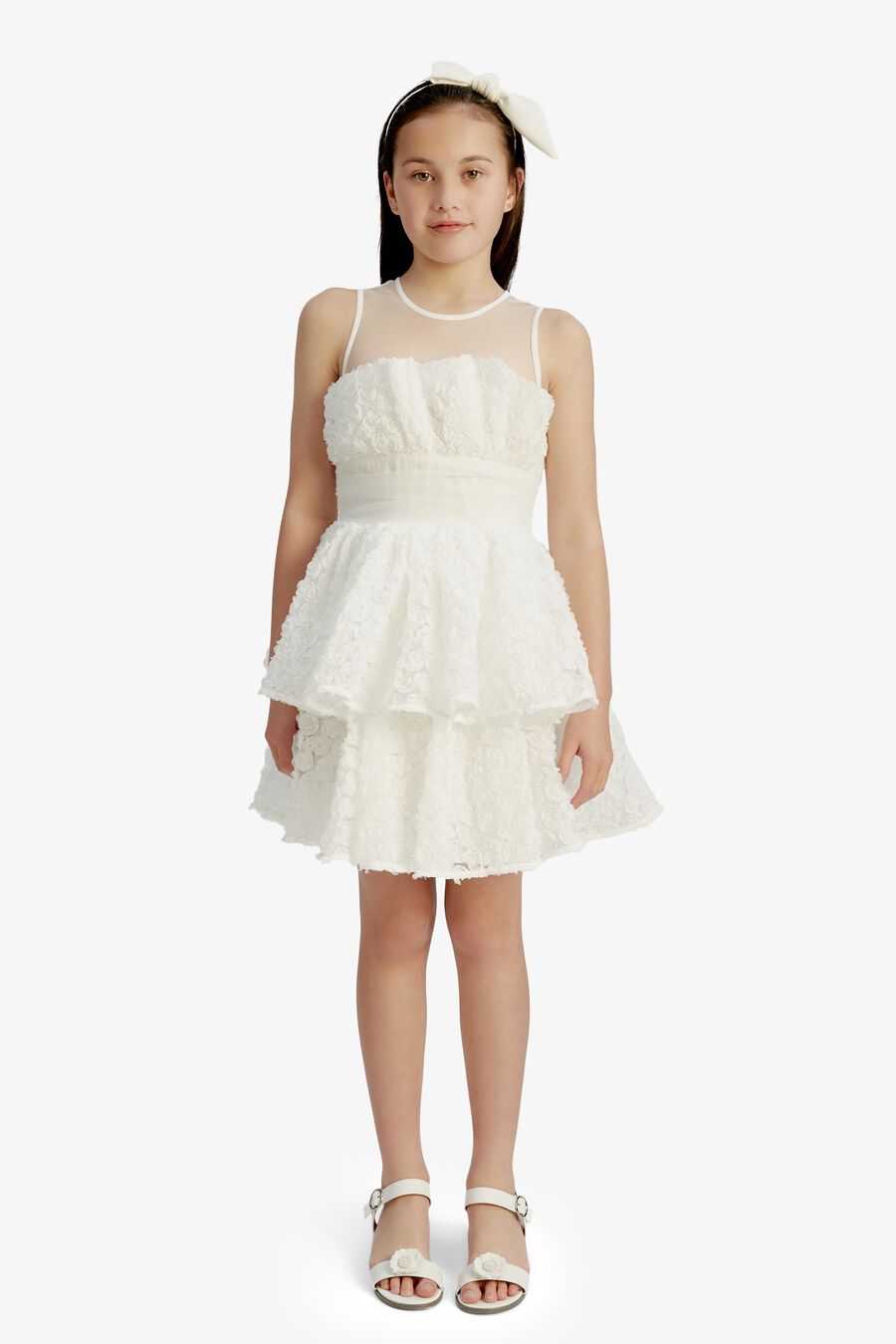 Girls Rosette Tulle Mini Dress