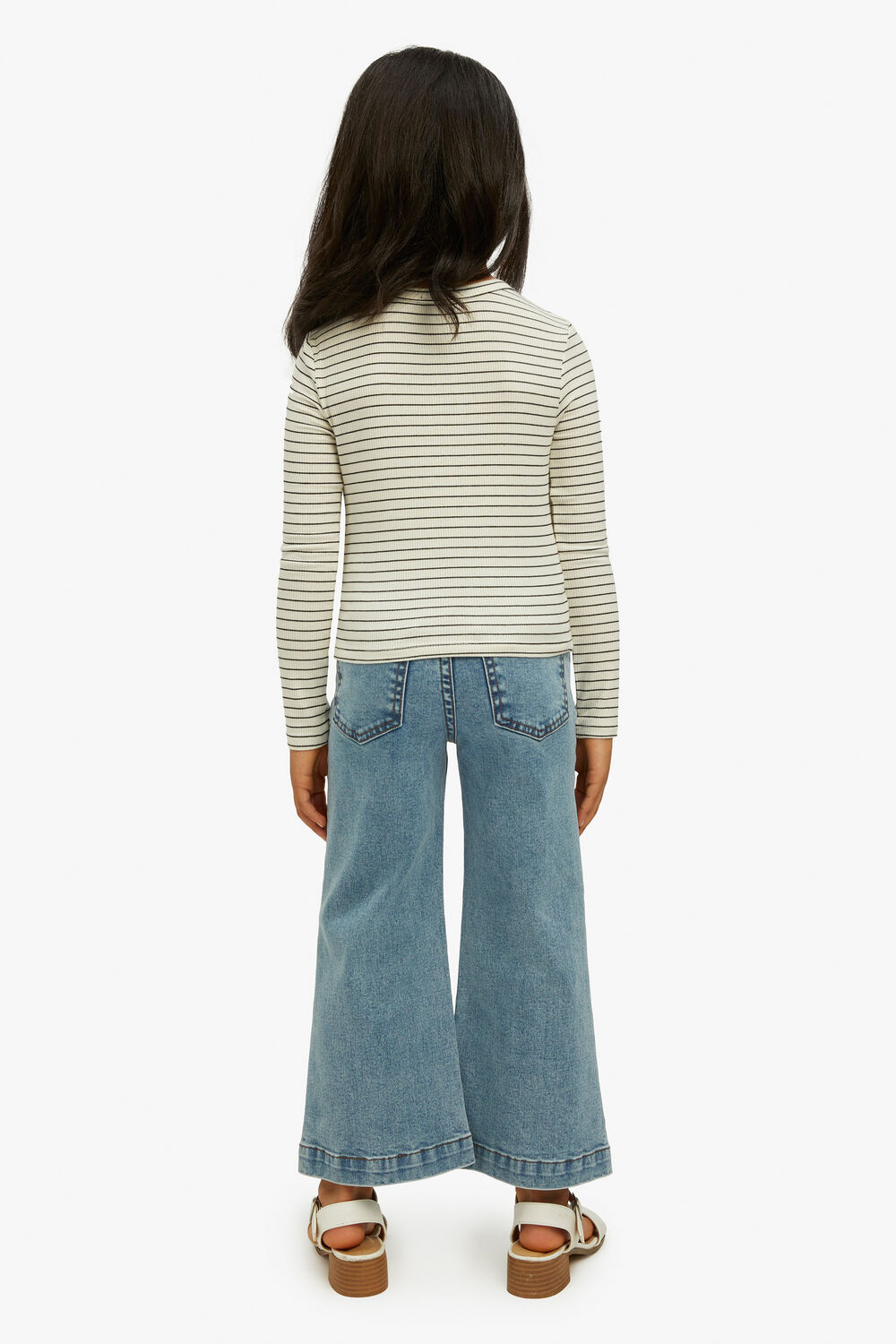 GIRLS MILA STRIPE TOP in colour CLOUD DANCER