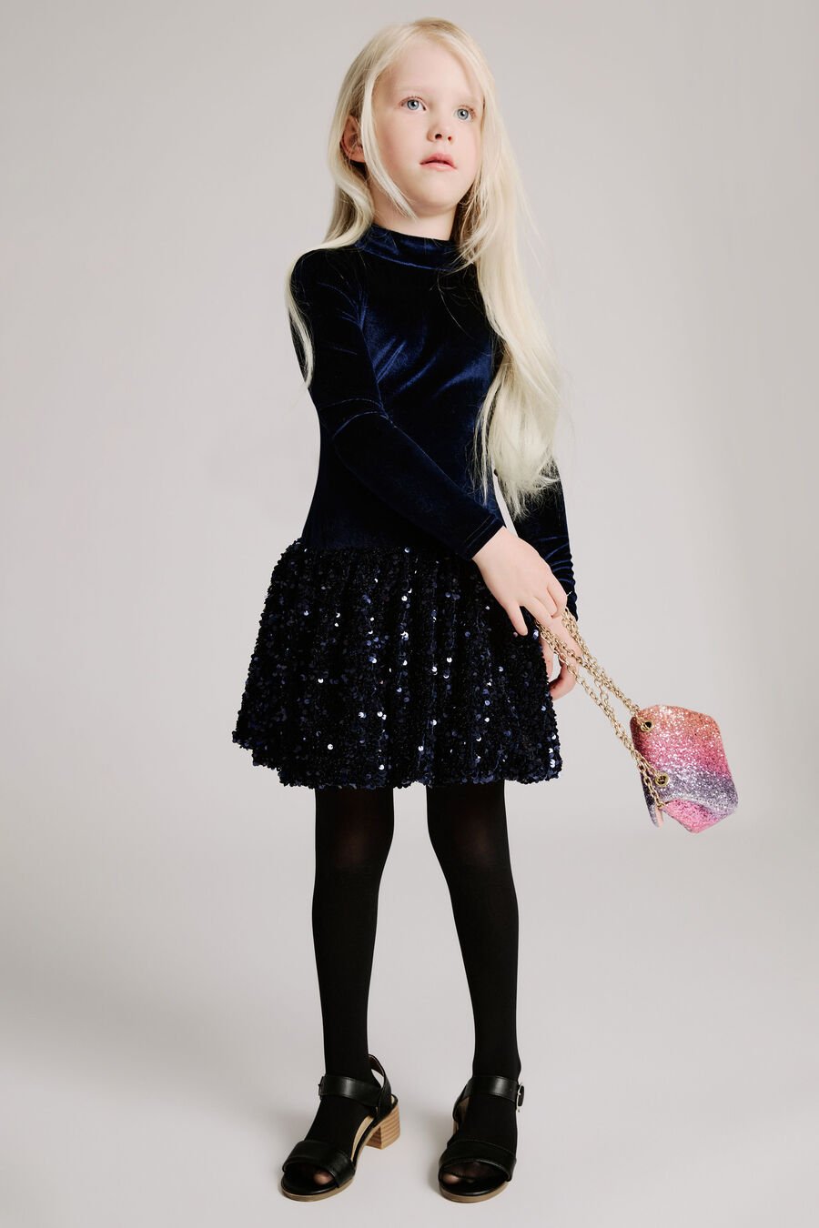 ANDI MINI BUBBLE DRESS in colour Navy