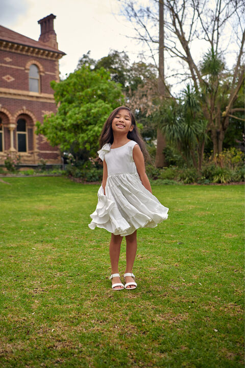 GIRLS ANJA TIERED DRESS in colour CLOUD DANCER