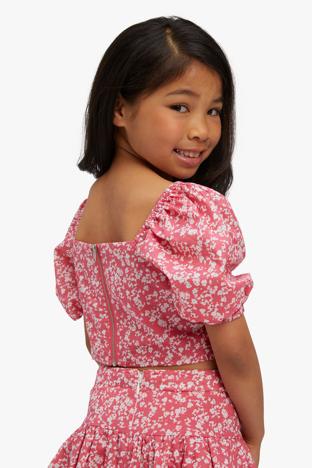 GIRLS AMELIA FLORAL TOP in colour PEACH WHIP