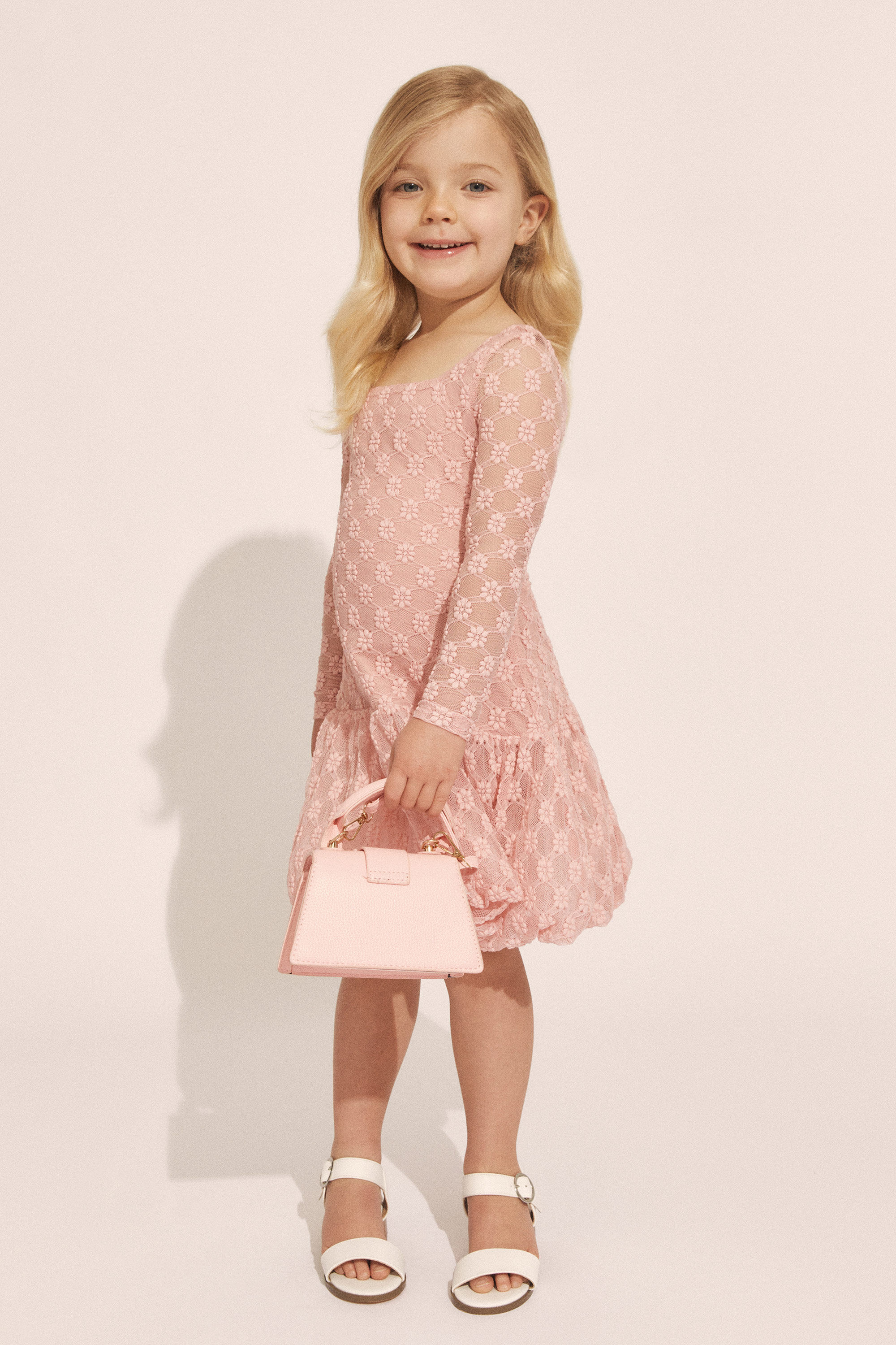 Girls Rosalie Bubble Mini Dress In Cloud Pink | Bardot Junior