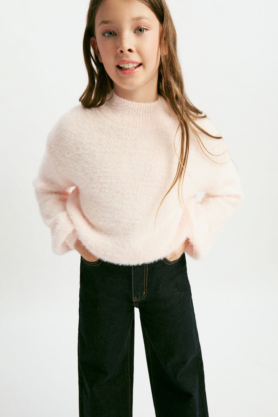 BELL SLEEVE KNIT in colour SOFT PINK