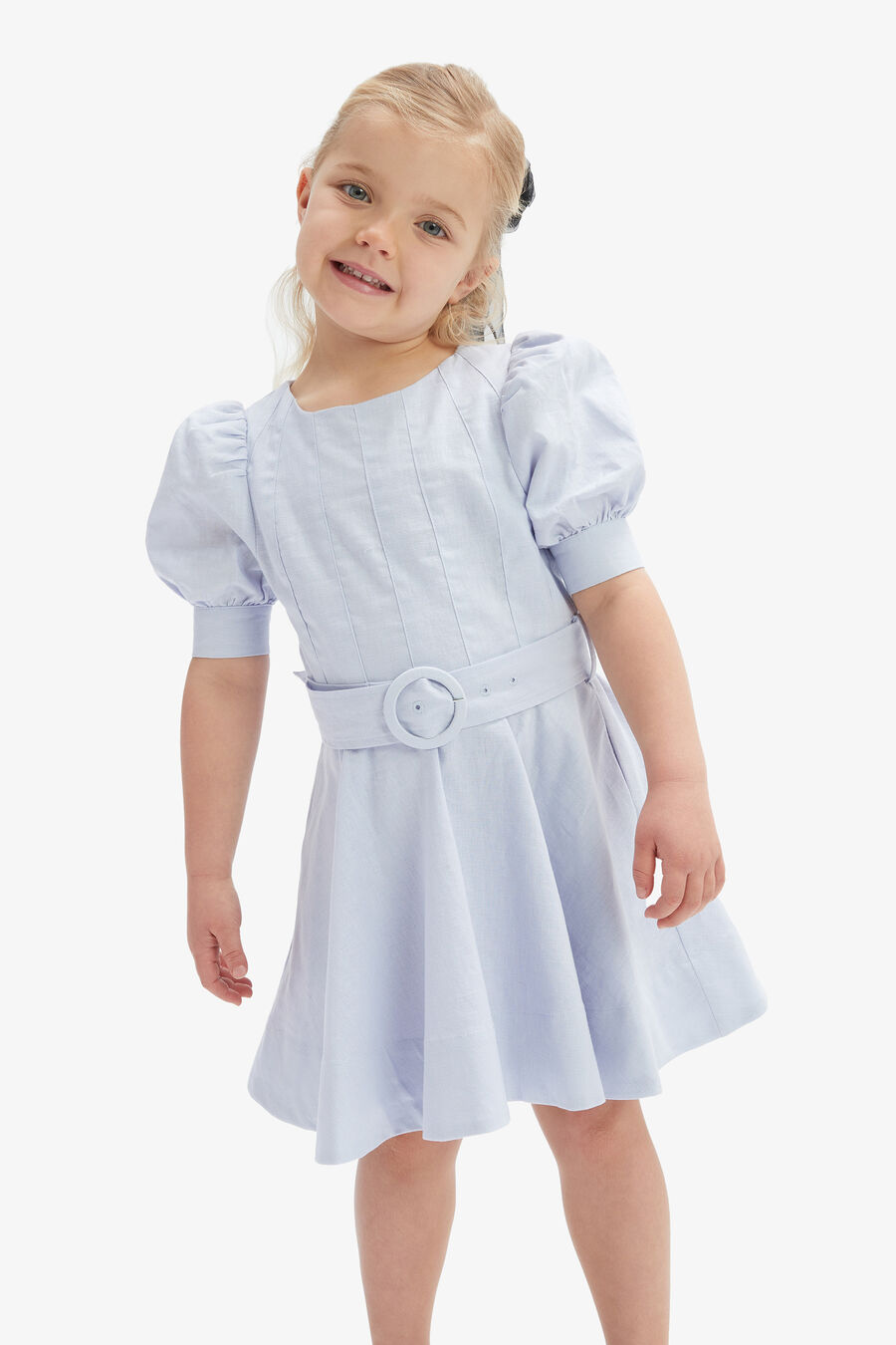 ZENAI PUFF SLEEVE DRESS in colour BLUE