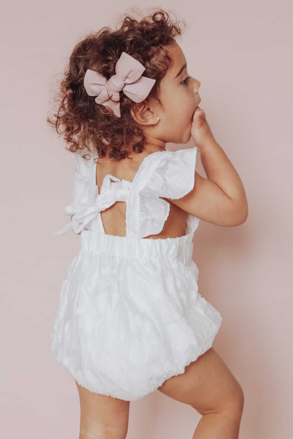 BABY GIRL FRANKIE RUFFLE BACK GROW in colour CLOUD DANCER