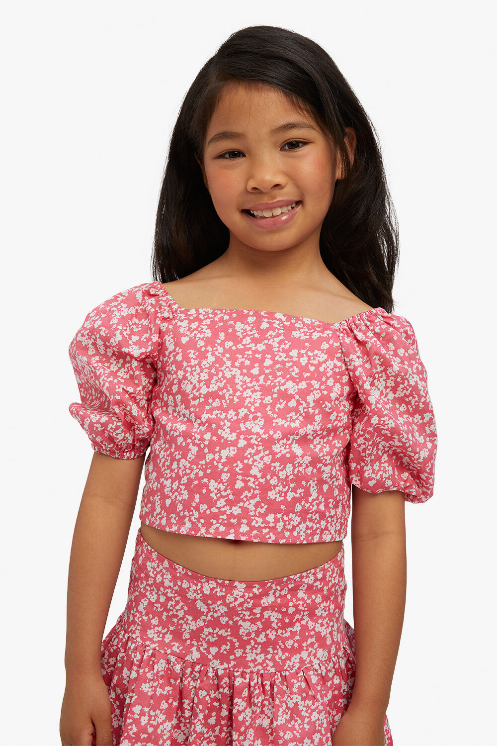 GIRLS AMELIA FLORAL TOP in colour PEACH WHIP