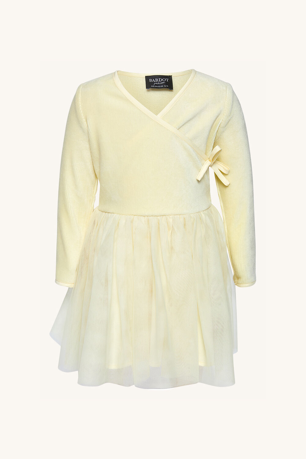 baby girl wrap knit dress in colour BUTTERCUP