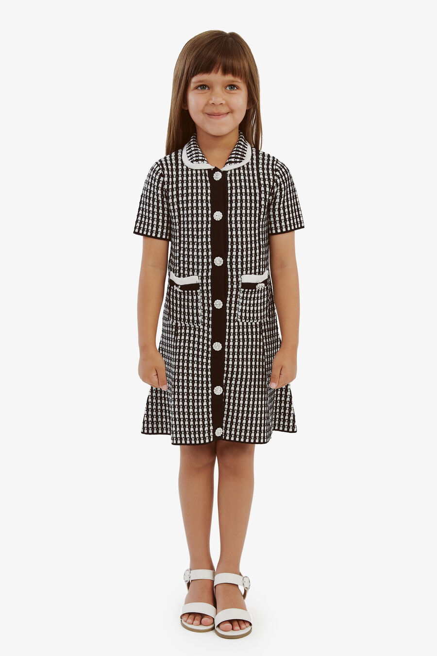 Girls Gingham Knit Dress