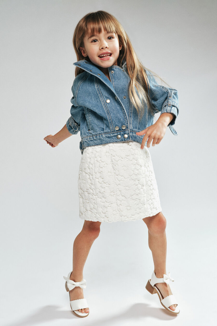 Girls Micah Funnel Neck Denim Jacket