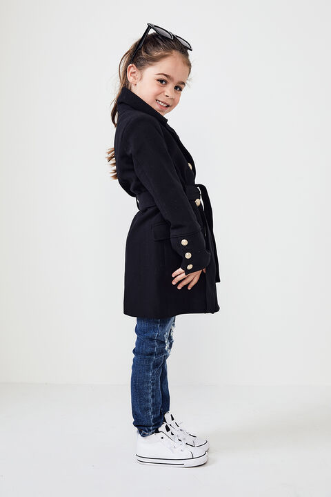 JUNIOR GIRL CIARA MIDI COAT in colour CAVIAR