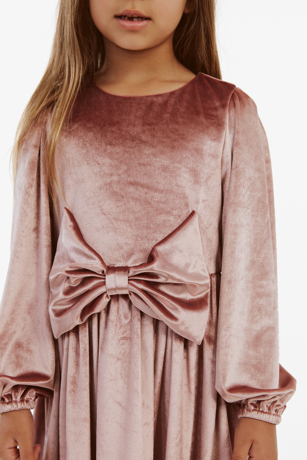 GIRLS LINDSEY VELOUR MINI DRESS in colour MELLOW ROSE
