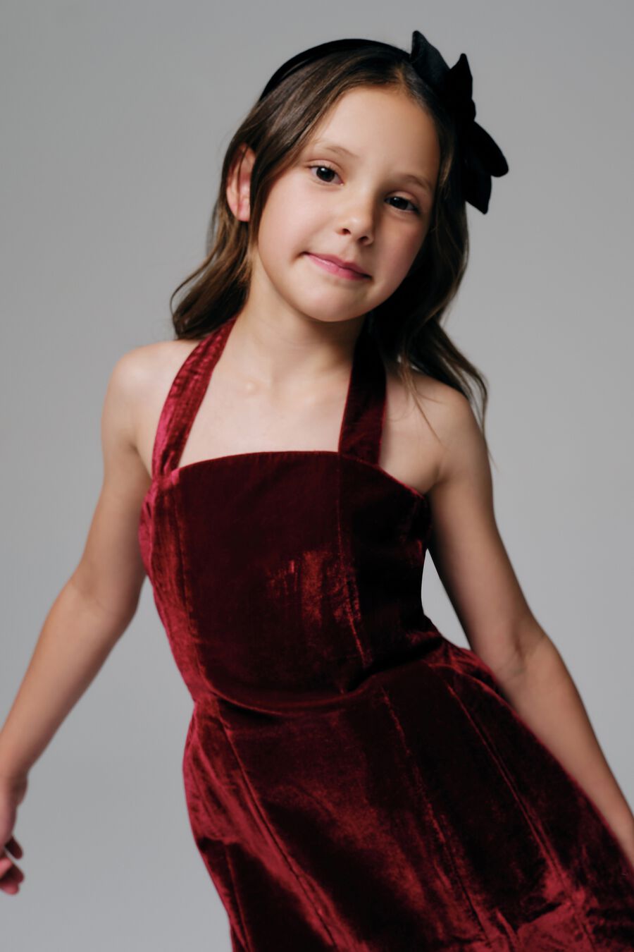 Girls Nevelle Velvet Mini Dress