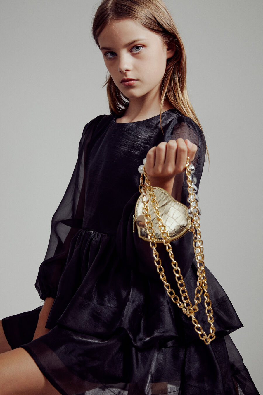 METALLIC HEART BAG in colour GOLD