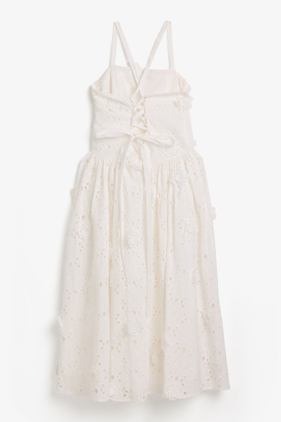 ESTIE BRODERIE MIDI DRESS in colour Orchid White
