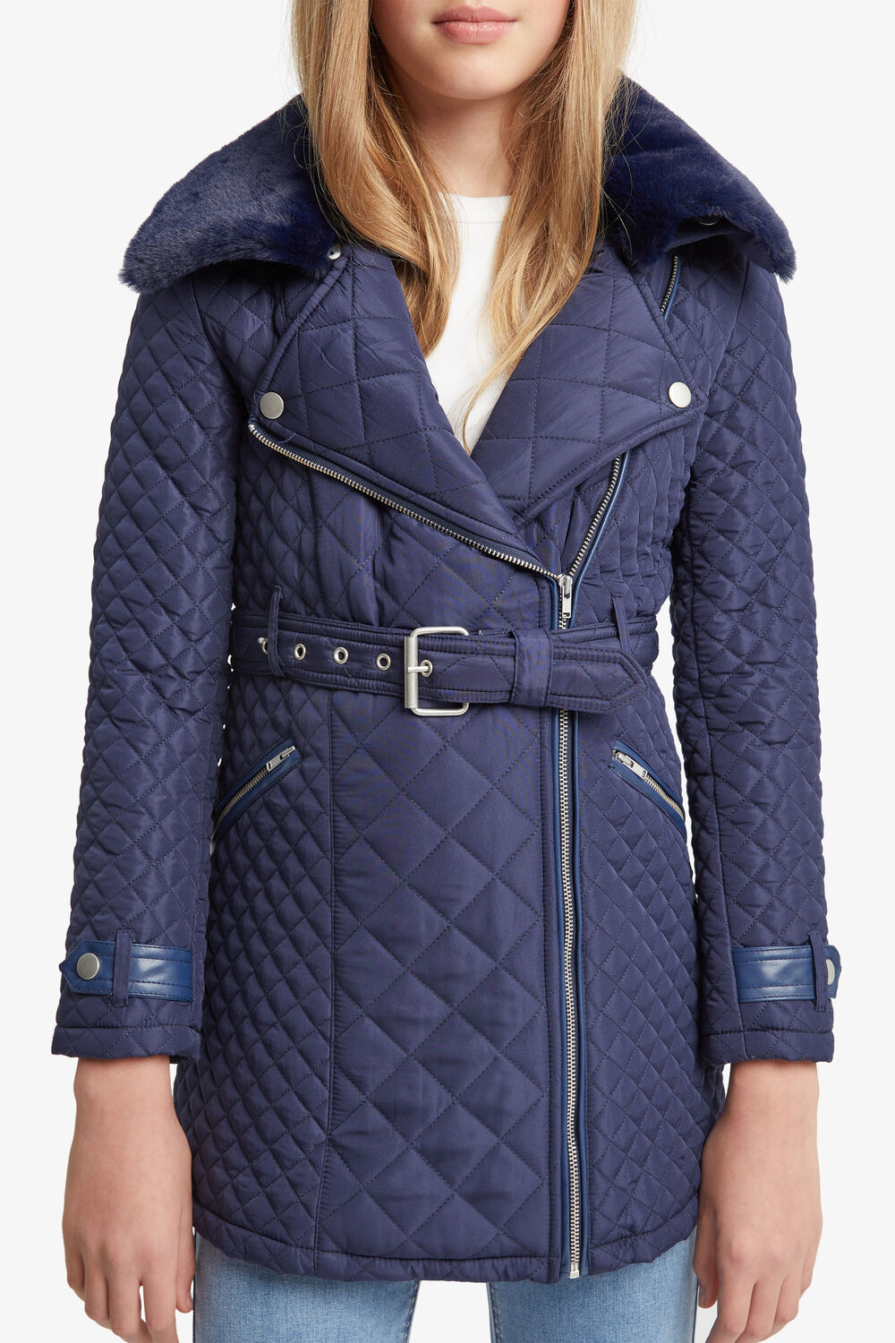GRACE QUILTED COAT in colour BLACK IRIS