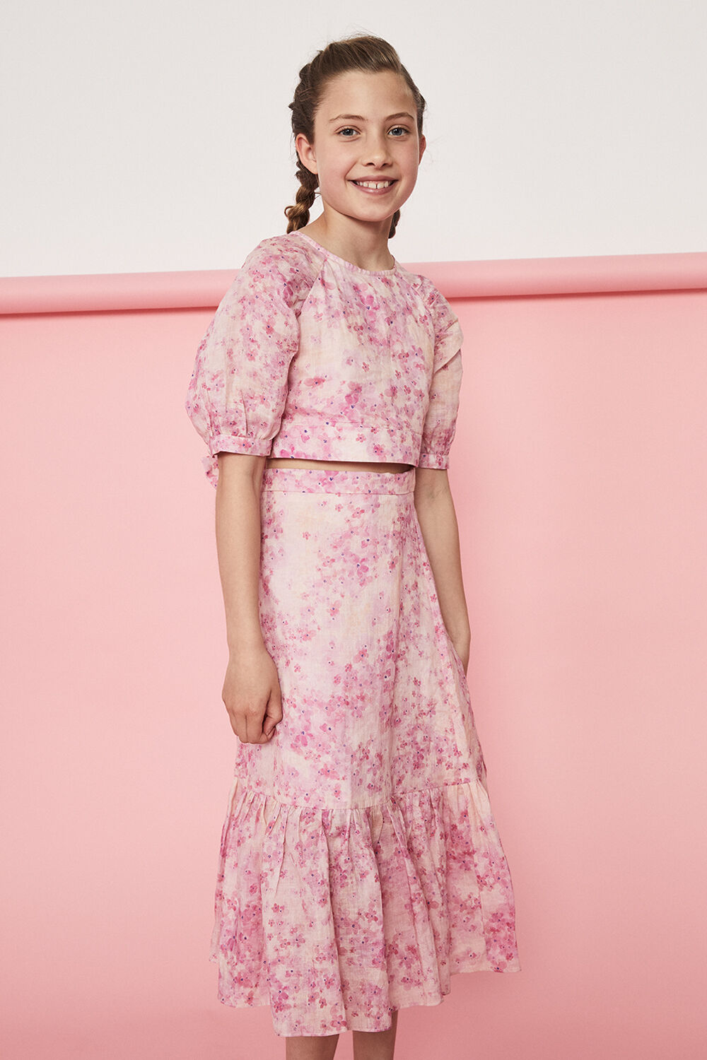 GIRLS ESSIE MAXI SKIRT in colour PEACH WHIP