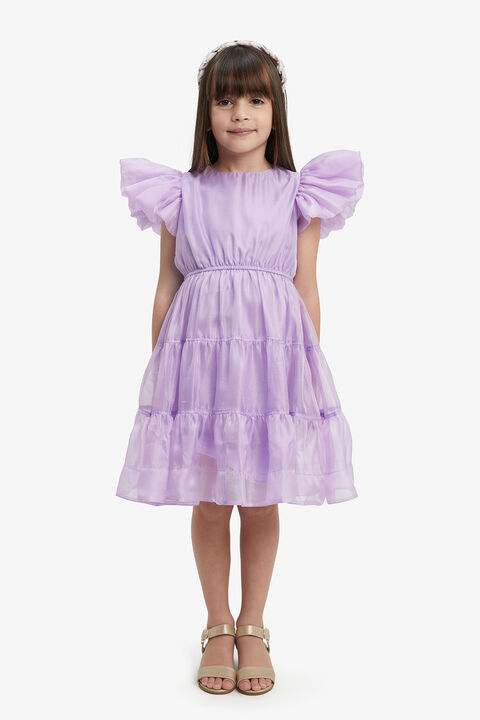 OSHIN ORGANZA DRESS in colour LILAC CHIFFON