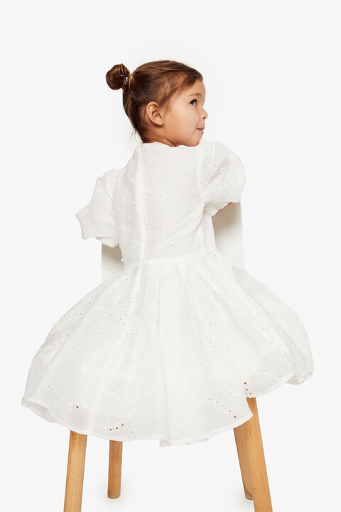 girls rue embroidered dress in ivory in colour CLOUD DANCER