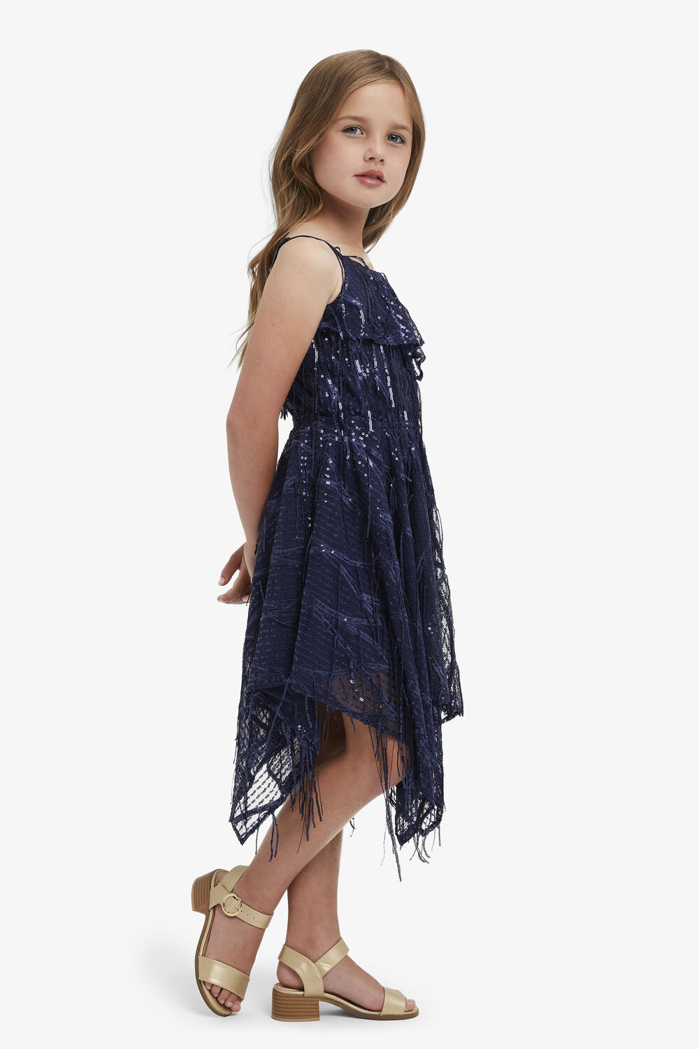 ADDY SEQUIN HANKY DRESS in colour BLACK IRIS