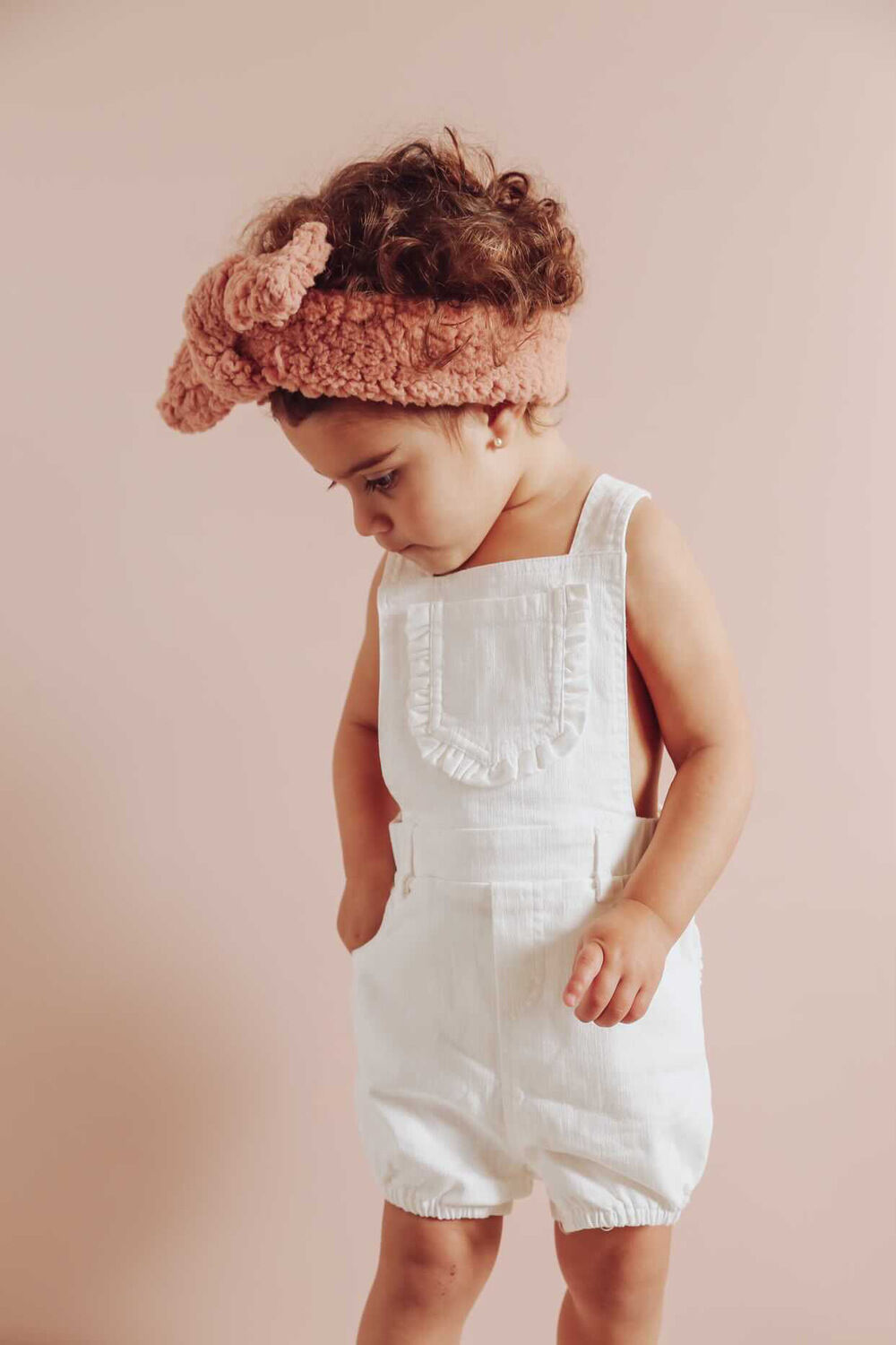 BABY GIRLS BOWIE OVERALL in colour CLOUD DANCER