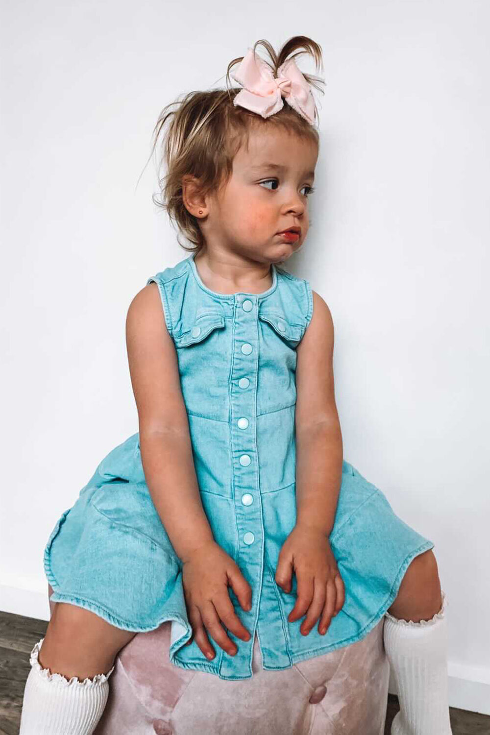 BABY GIRL KATIE DENIM DRESS in colour MIDNIGHT NAVY