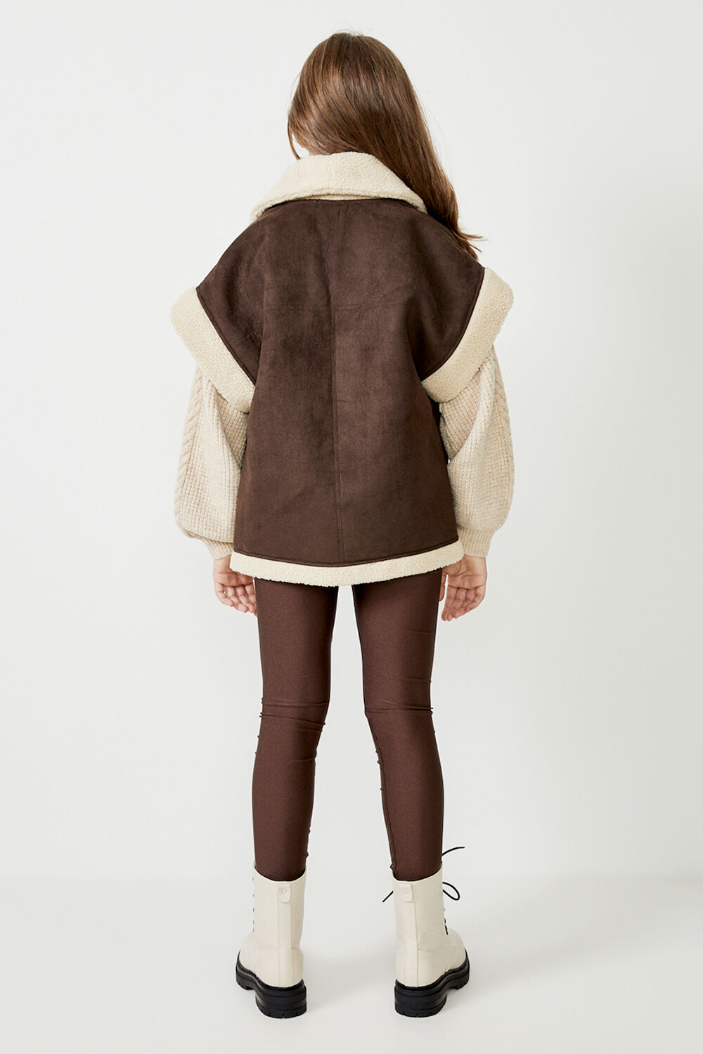 GIRLS FREYA SHEARLING VEST in colour CHOCOLATE BROWN