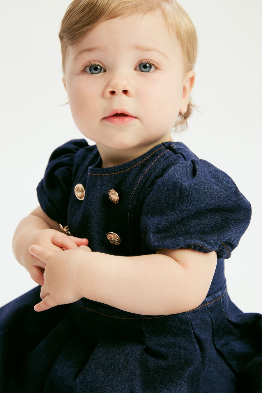 Baby Pleat Denim Mini Dress