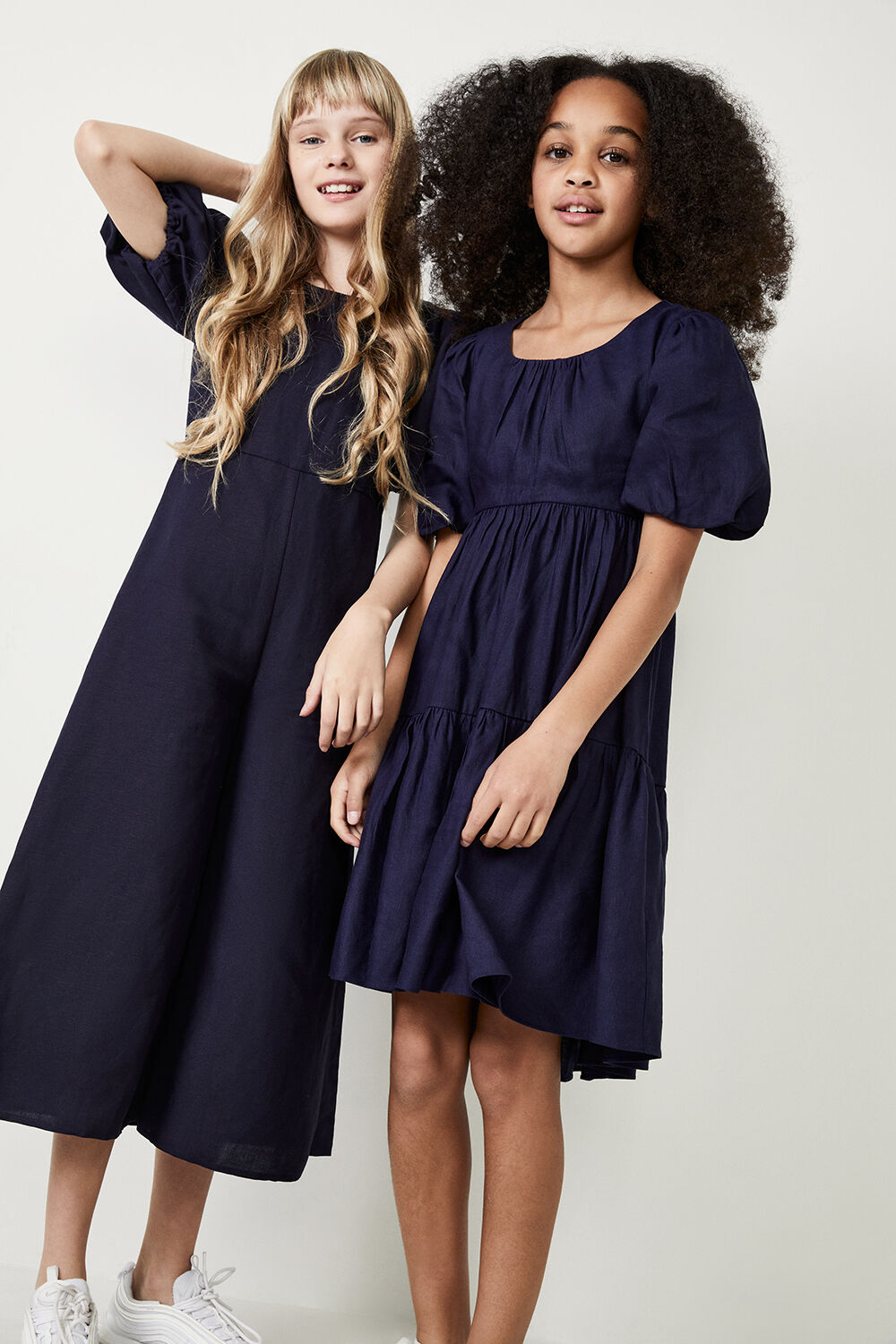 GIRLS TESSA TIERED DRESS in colour MARITIME BLUE