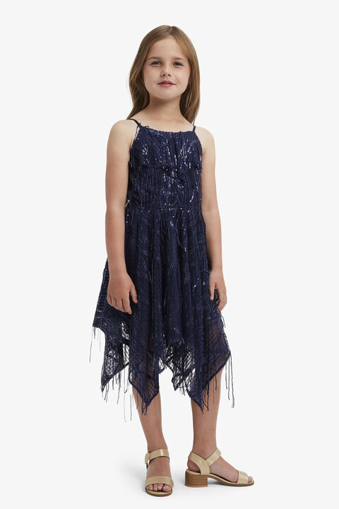 ADDY SEQUIN HANKY DRESS in colour BLACK IRIS