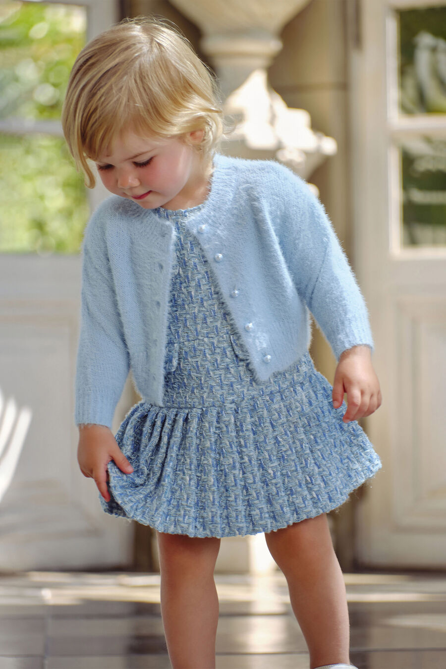 BELL SLEEVE CARDI in colour Soft Blue