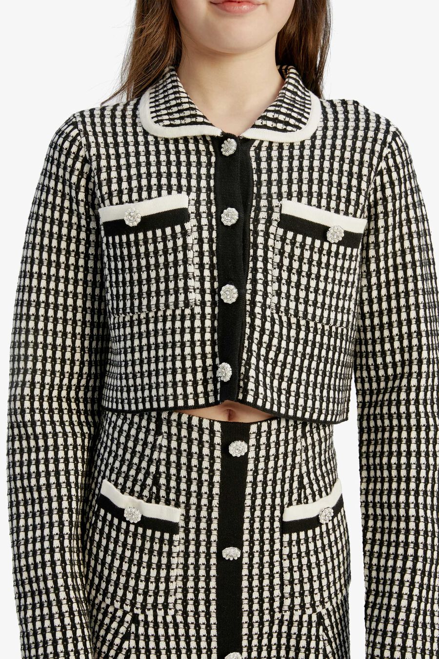 Girls Gingham Knit Jacket